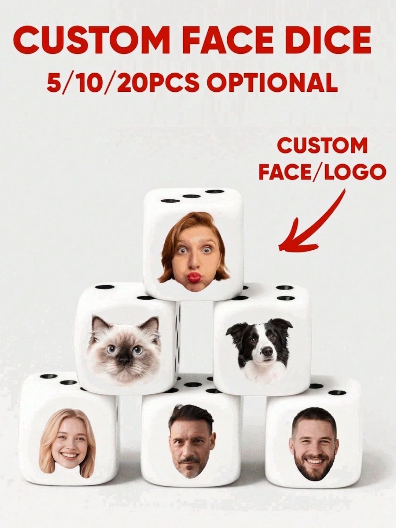 Baby Products Gift - Aangepaste gezichtsdobbelstenen Gepersonaliseerde gezichtsdobbelstenen Grappige dobbelstenen