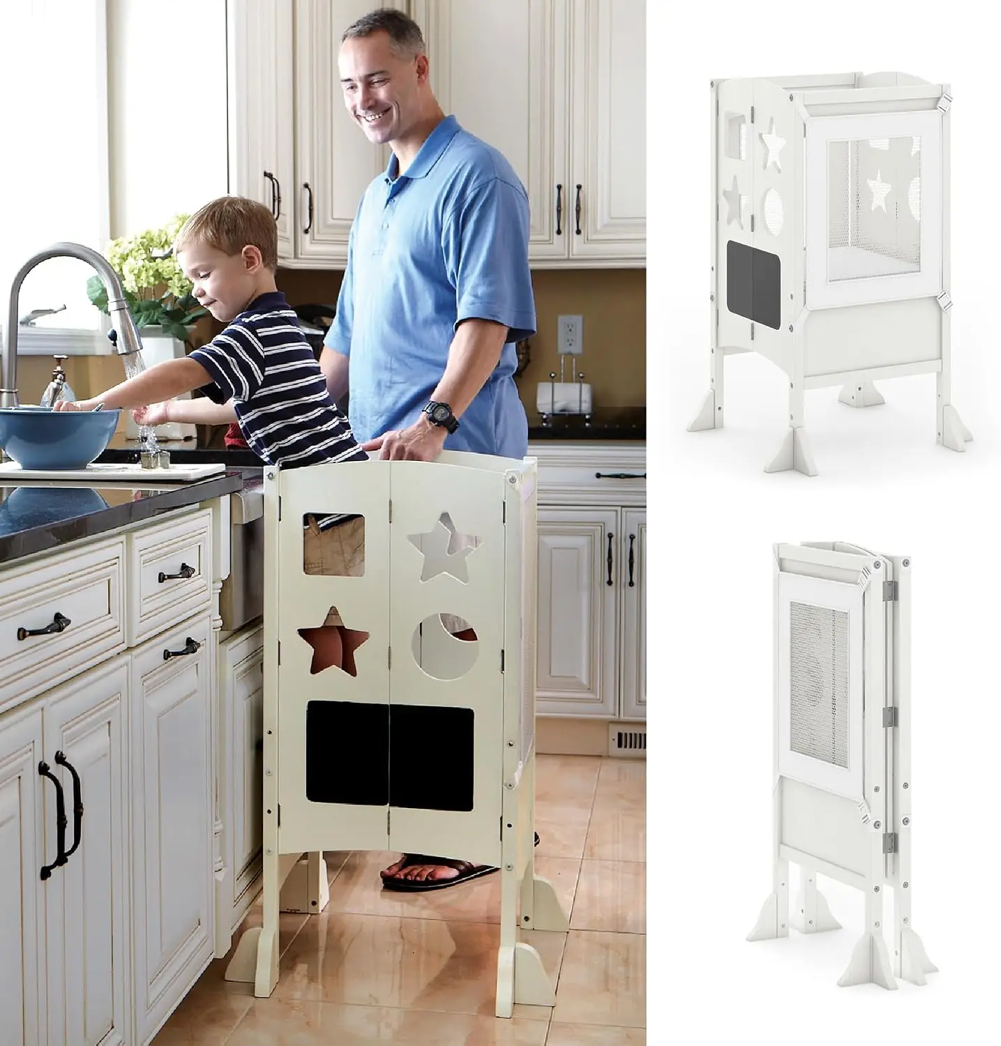 Toddler Learning Tower - Klassieke Keukenhulp ® Kruk - Ivoor: