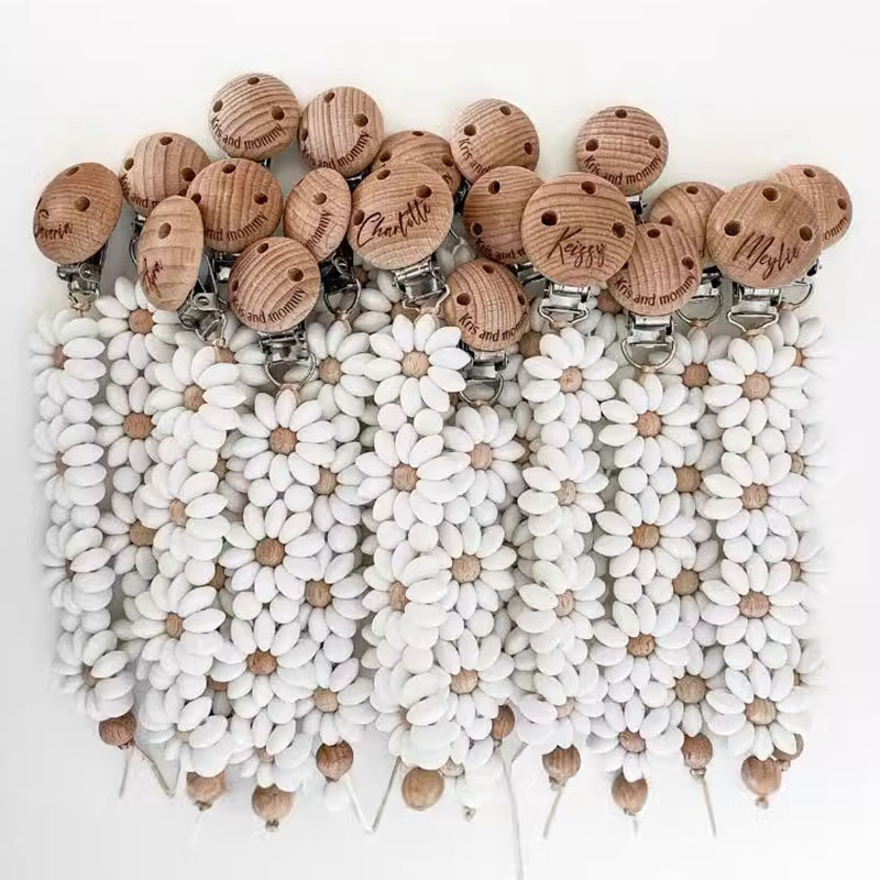 Baby Products Gift - Aangepaste naam houten gepersonaliseerde babyfopspeenketting siliconen