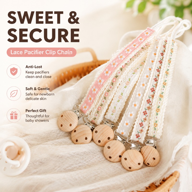 Baby Products Gift - Kanten speenclipketting voor pasgeborenen, anti-verloren speenhouder,