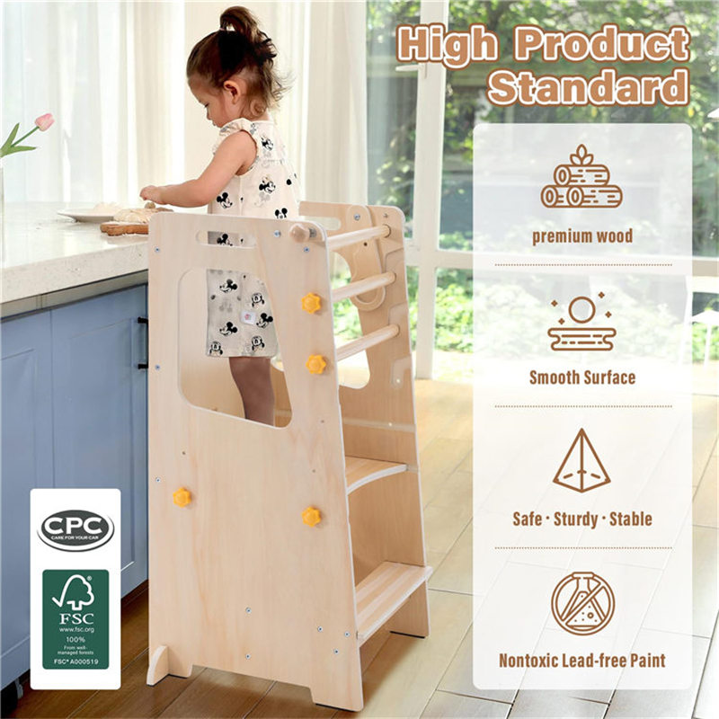 Opvouwbare houten baby leertor - Toddler Learning Tower recensie en prijs