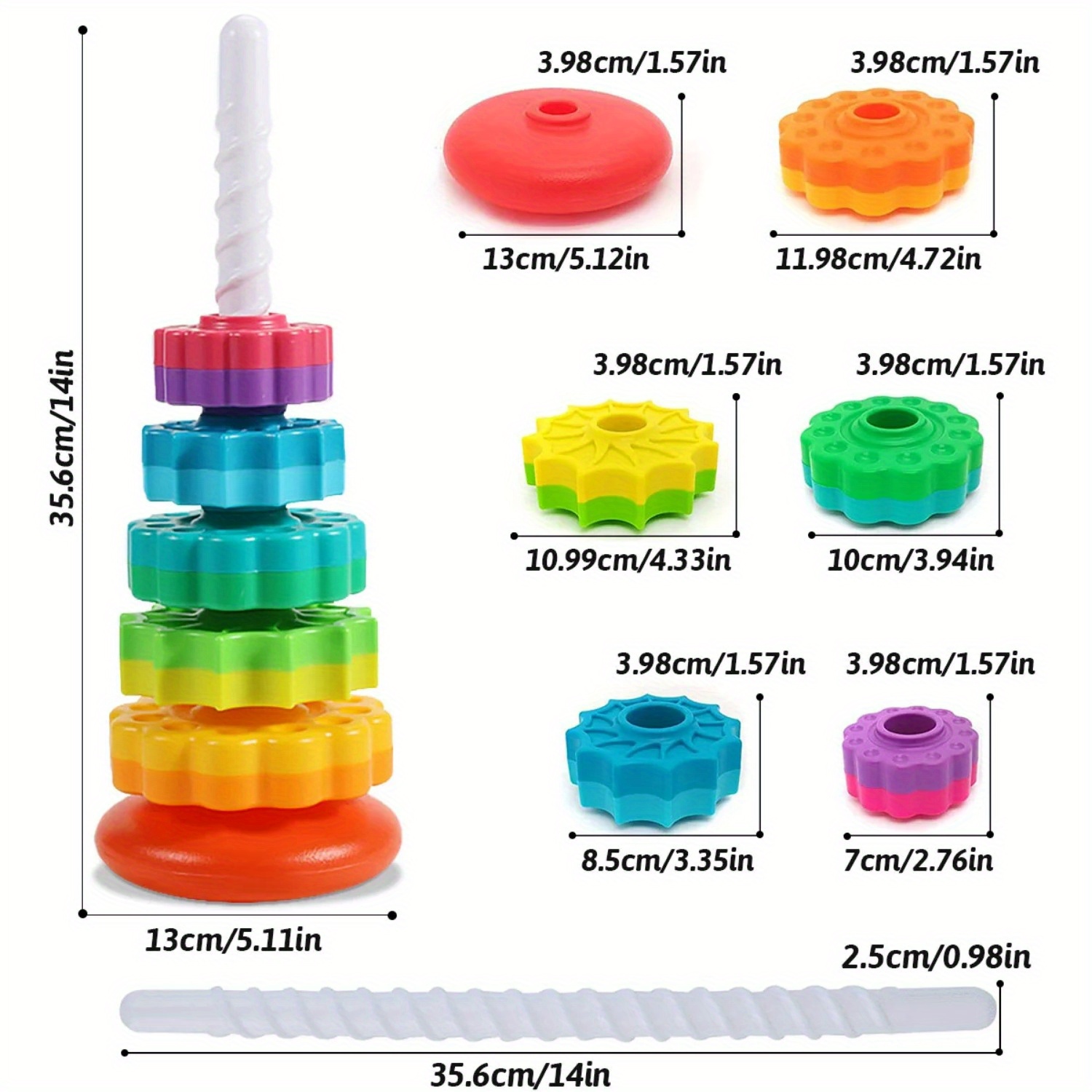 Roterende Rainbow Tower Stack  - Toddler Learning Tower recensie en prijs