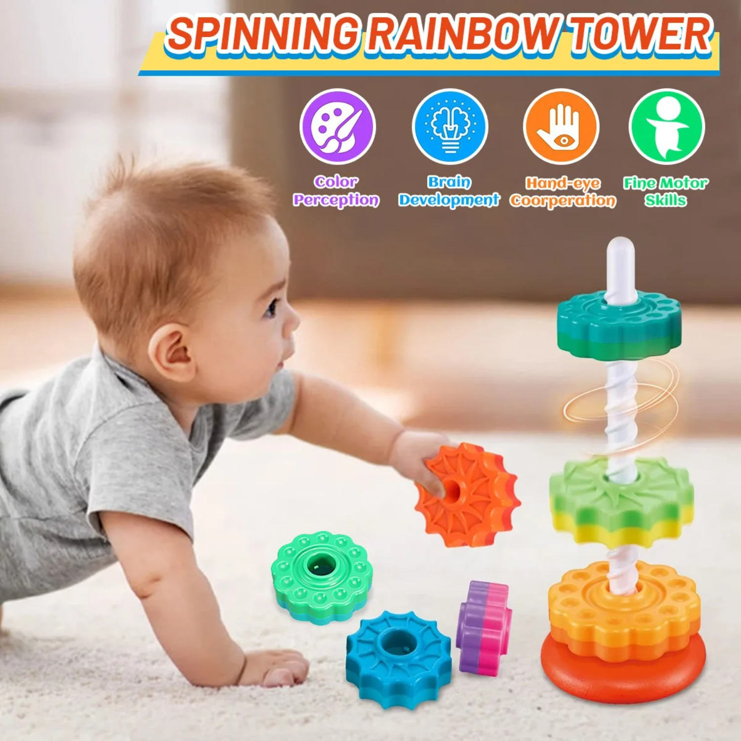 Roterende Rainbow Tower Stack  - Toddler Learning Tower recensie en prijs